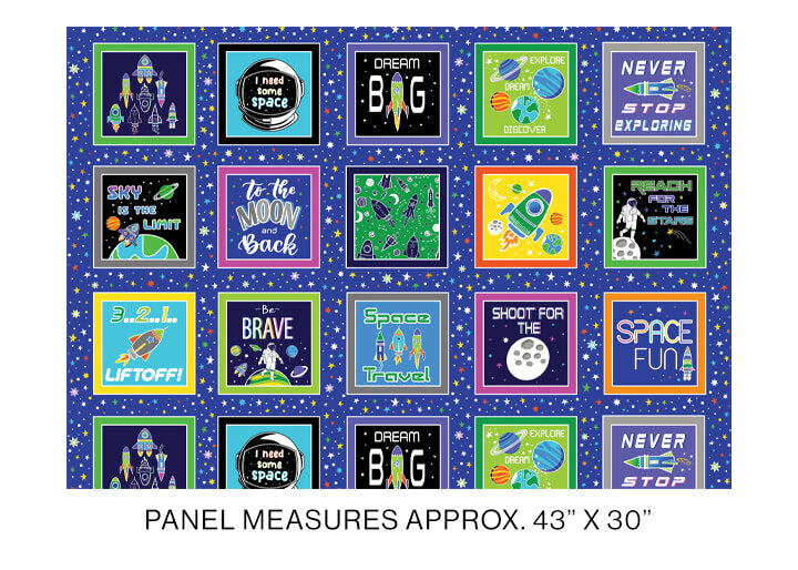 Lift Off - Galaxy Boxes - Blue 44" / 45" Fabric Per Yard