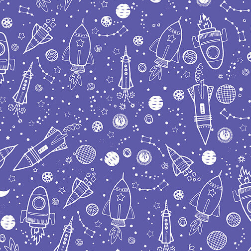 Lift Off - Space Galaxy - Purple 44" / 45" Fabric Per Yard