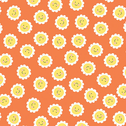 Playhouse Pals - Sunny Side - Coral 44" / 45" Fabric Per Yard