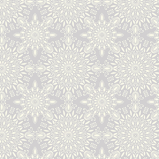 Camellia - Medallion Burst - Light Grey 44" / 45" Fabric Per Yard