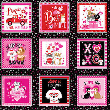 Love You Fur-Ever - Love You Boxes (43" x 24") 44" / 45" Fabric Per Yard