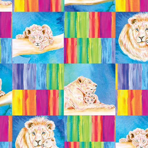 Starlight Safari - Lion Rainbow 44" / 45" Fabric Per Yard