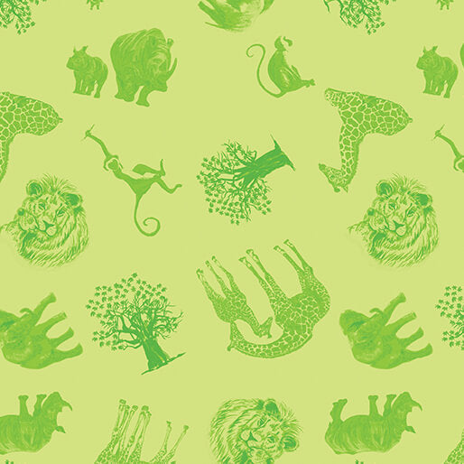 Starlight Safari - Safari Adventure - Lime 44" / 45" Fabric Per Yard