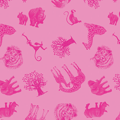 Starlight Safari - Safari Adventure - Pink 44" / 45" Fabric Per Yard
