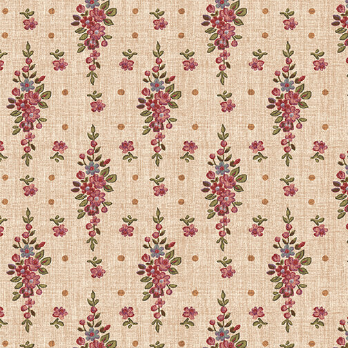 English Autumn - Floral Stripe - Light Peach 44" / 45" Fabric Per Yard