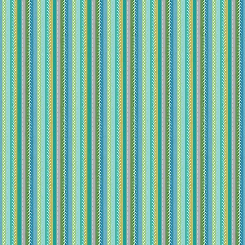 Sew Bloom - Stitch Stripe - Turquoise 44" / 45" Fabric Per Yard