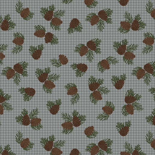Winter Forest - Wooly Pine Cone - Grey 44" / 45" Fabric Per Yard