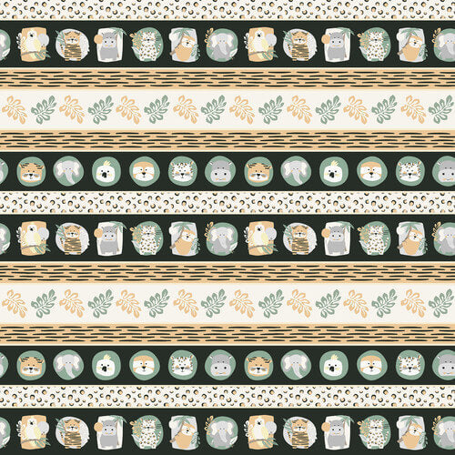 Henry Glass Into the Jungle border stripe cotton 3 yard pack