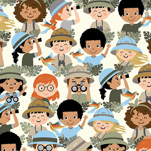 Safari Adventure - Safari Friends - Cream 44" / 45" Fabric Per Yard