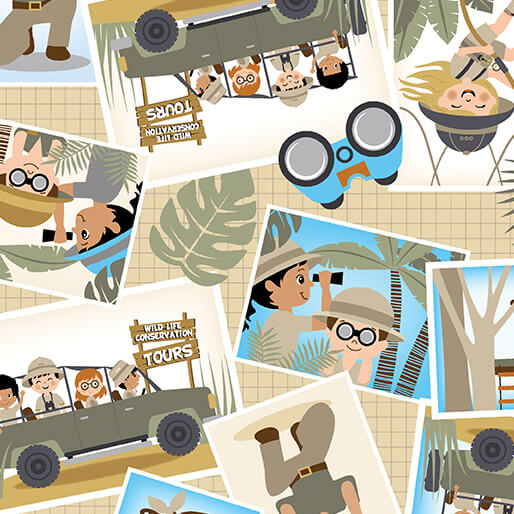 Safari Adventure - Safari Greetings - Sand 44" / 45" Fabric Per Yard