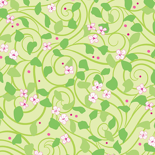 Serenity - Water Lillies - Lime 44" / 45" Fabric Per Yard