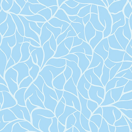 Flora & Fauna: Midnight - Branches - Sky Blue 44" / 45" Fabric Per Yard