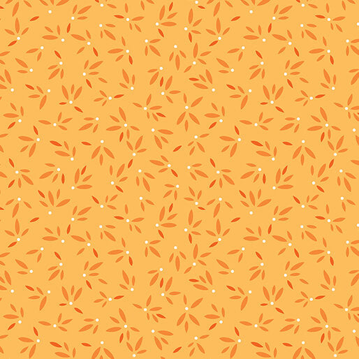 Flora & Fauna: Midnight - Leaves - Honey 44" / 45" Fabric Per Yard