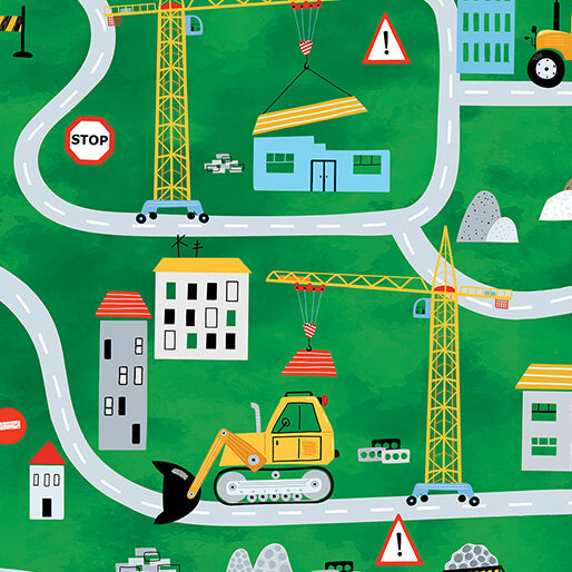 Little Builder - Construction Zone - Green 44" / 45" Fabric Per Yard
