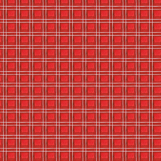 Meowy Christmas - Painted Plaid - Red 44" / 45" Fabric Per Yard