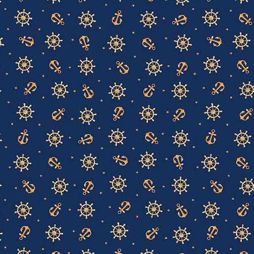 Sail Away - Anchors Away - Navy 44" / 45" Fabric Per Yard