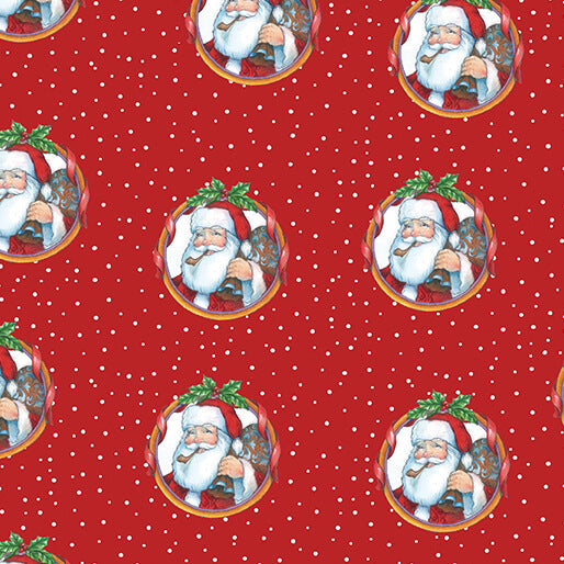 The Night Before Christmas - Santa Wreath - Red 44" / 45" Fabric Per Yard