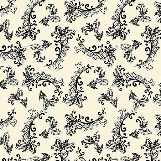 Harvest Gathering - Vining Scroll - Cream/Black 44" / 45" Fabric Per Yard
