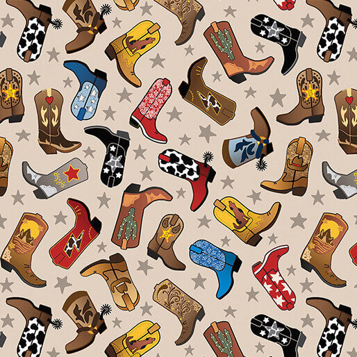 Lil' Buckaroos - Lil' Western Boots - Tan 44" / 45" Fabric Per Yard