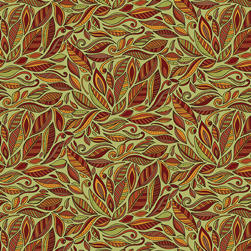 Pumpkin and Spice - Spice Swirl - Light Green 44" / 45" Fabric Per Yard
