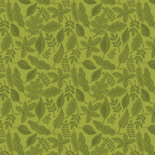 Pumpkin and Spice - Leaves and Spice - Tonal Green 44" / 45" Fabric Per Yard