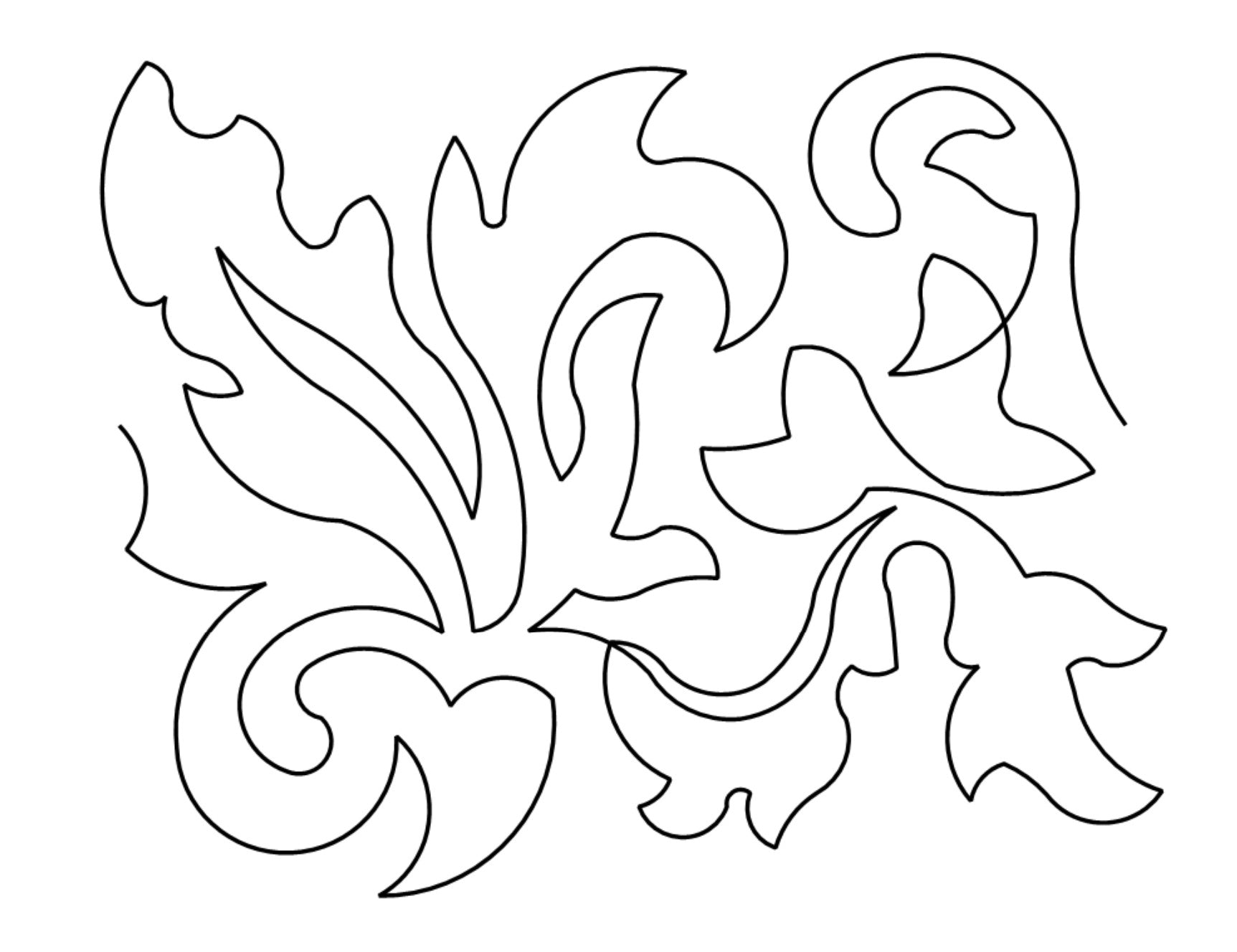 Dancing Leaves Digital E2E Wildflower Quilting Pantograph Close Up