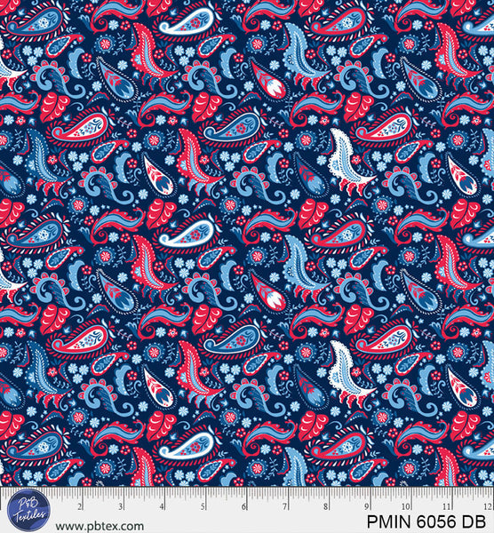 Dark Blue Patriotic Minis PMIN-6056-DB Cotton 44”/45” Fabric Per Yard