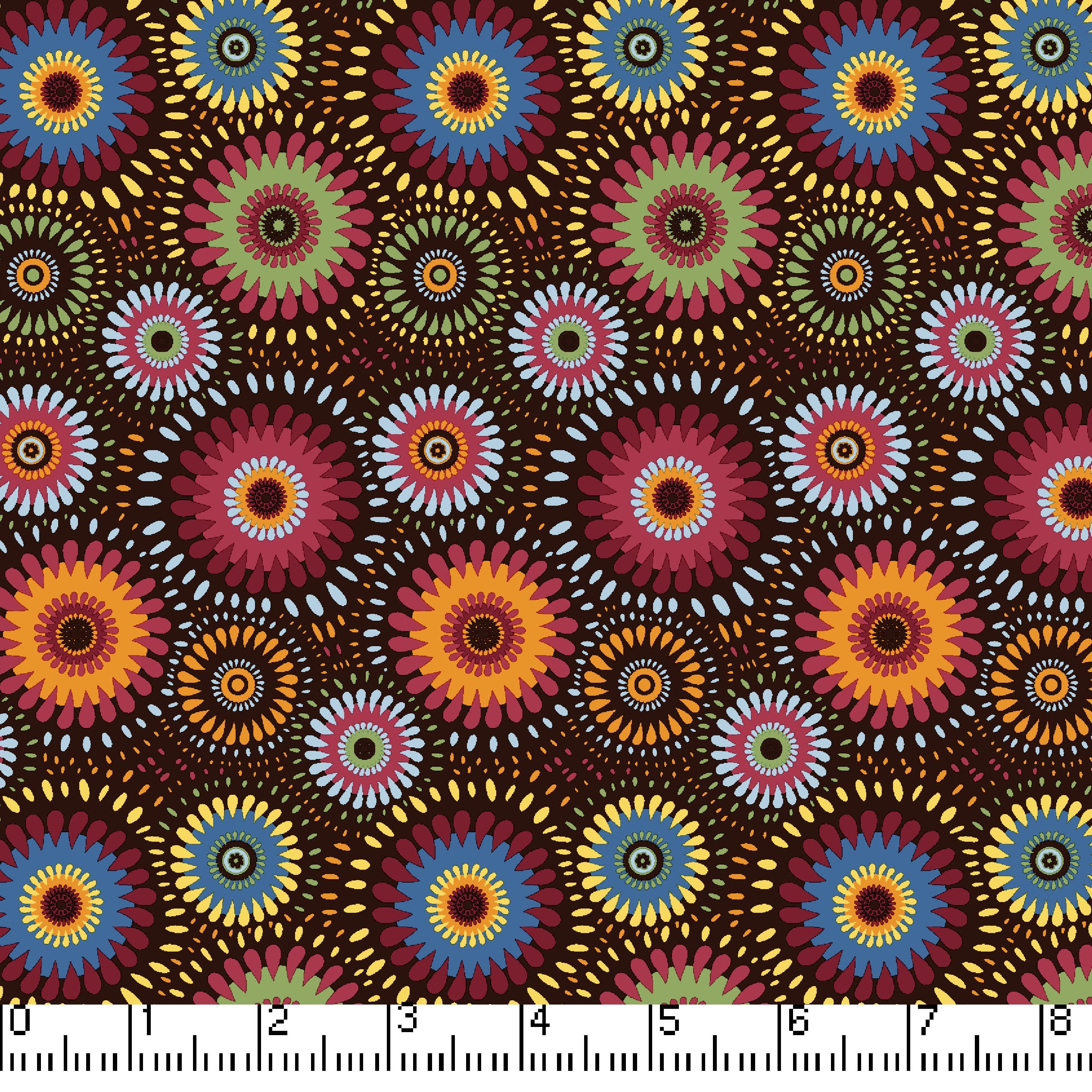 Dark Brown Lucky Medallion 45" Wide Cotton Fabric Per Yard
