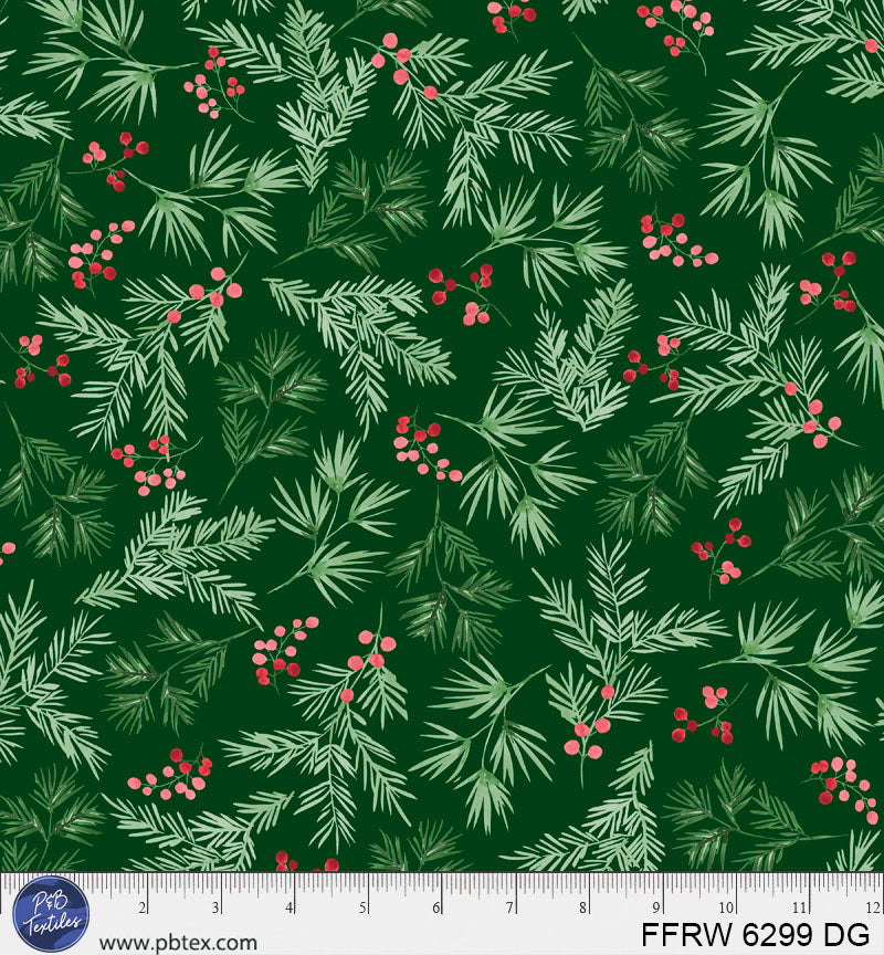 Dark Green First Frost Pine Spring 108 inch Cotton Fabric P&B Textiles