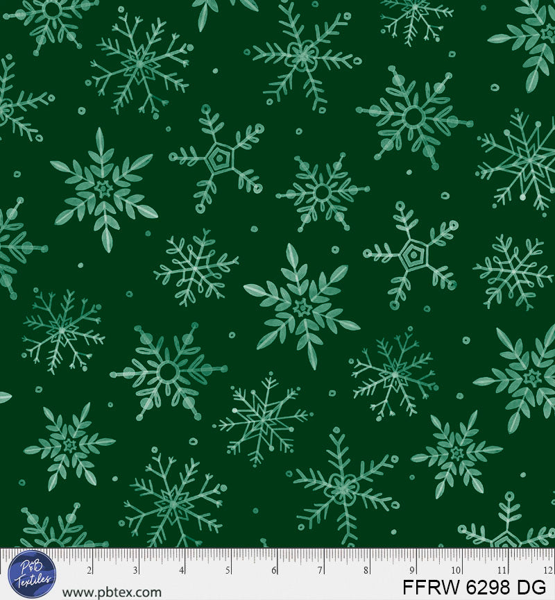 Dark Green First Frost Winter Fall 108 inch Cotton Fabric P&B Textiles