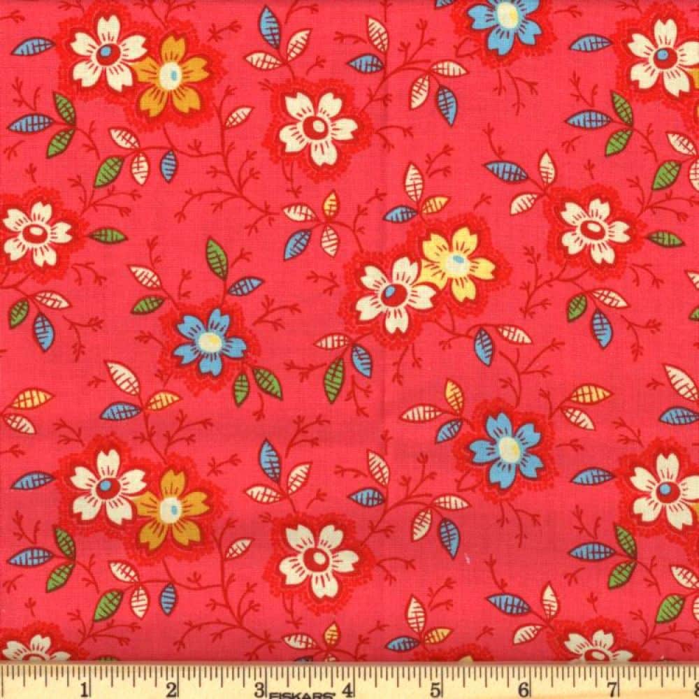 Dark Pink Happy Floral 45" Wide Cotton Fabric Per Yard