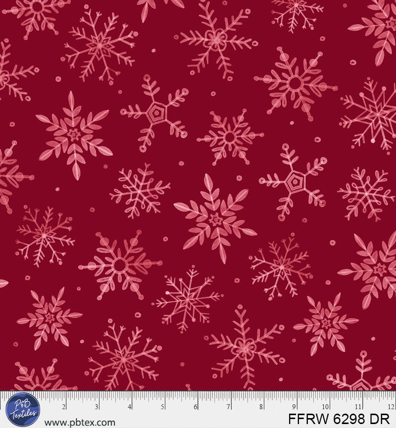 Dark Red First Frost Winter Fall 108 inch Cotton Fabric P&B Textiles