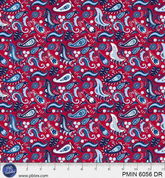 Dark Red Patriotic Minis PMIN-6056-DR Cotton 44/45 Fabric Per Yard