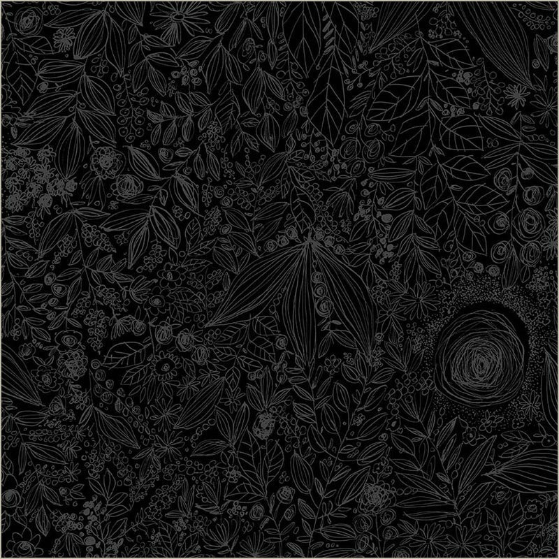 Daydream Black On Black Cotton Wideback Fabric - ( 3/4 Yard Pack ) Windham Fabrics