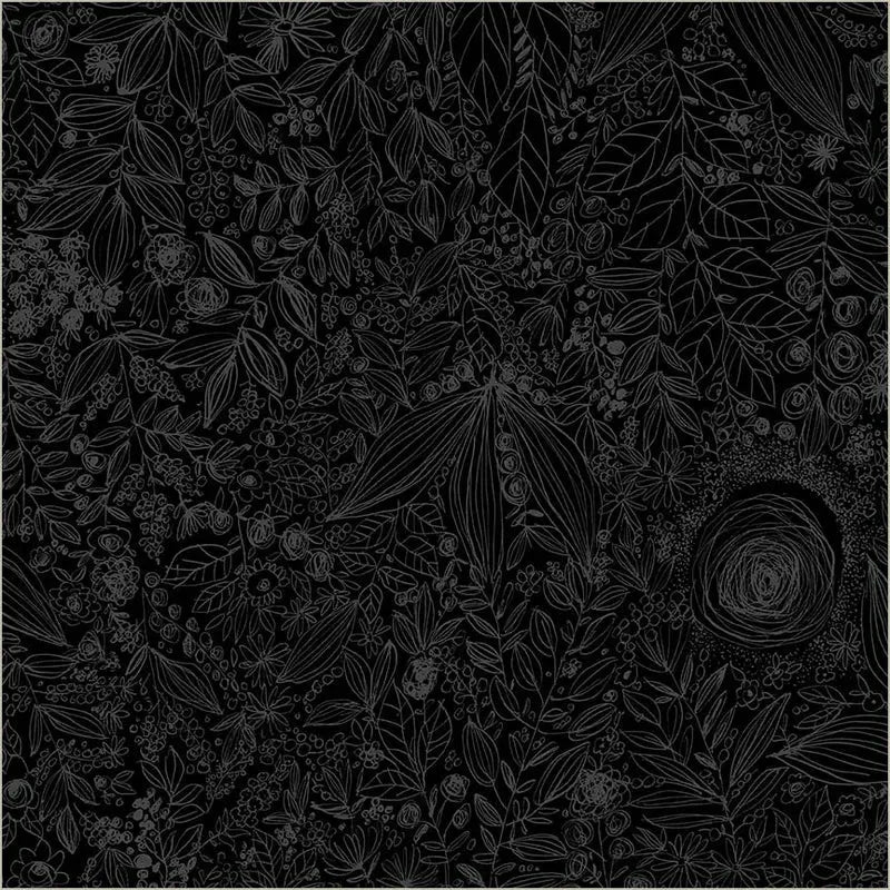 Daydream Black On Black Cotton Wideback Fabric - ( 3/4 Yard Pack ) Windham Fabrics