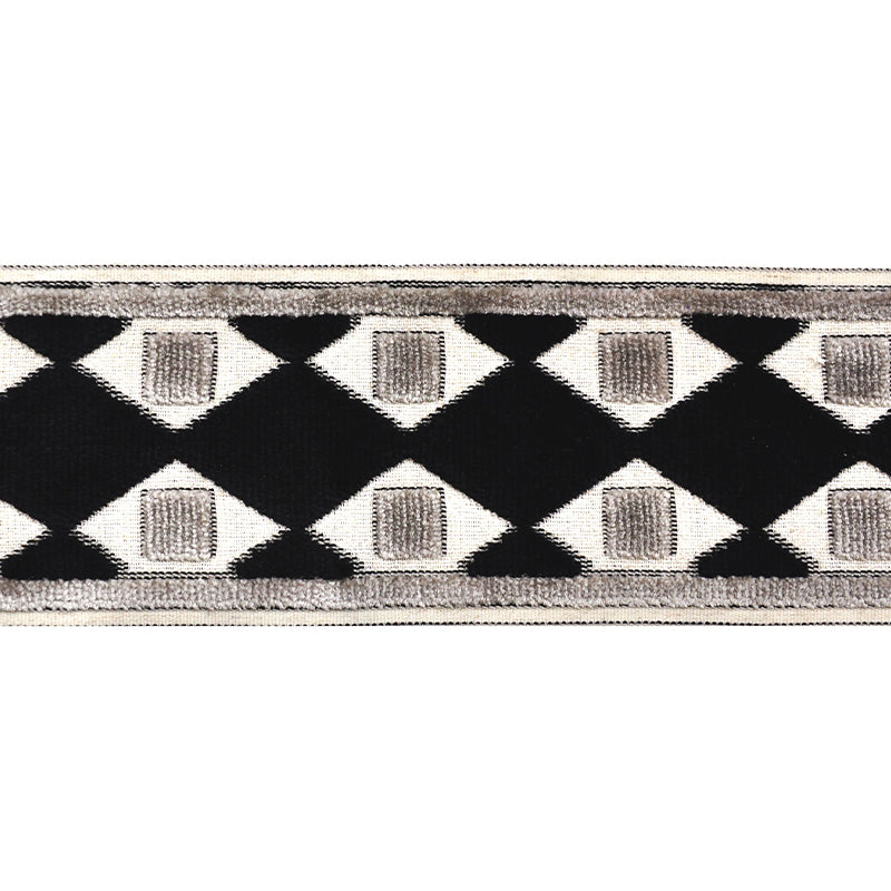 Decorative Chenille Trim Tape - 3 1/2" Wide (25 Yard Roll) - BR-7539-02/11 Black and Ivory