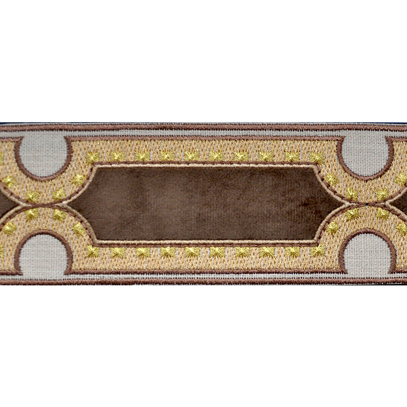 Decorative Chenille Trim Tape - 3 1/2" Width (23-30 Yard Roll) - BR-7538-16 Gold & Brown