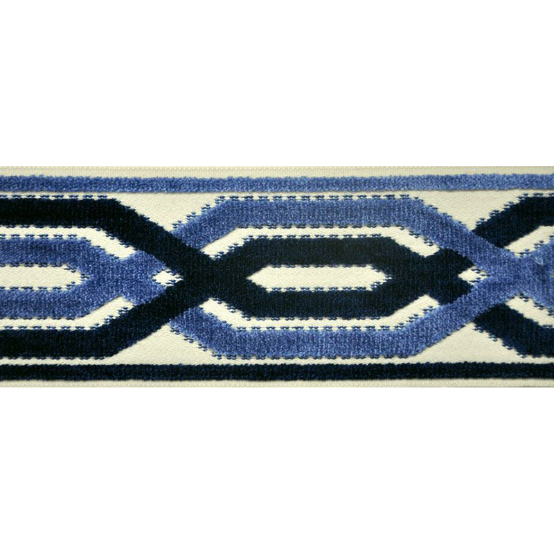 Decorative Chenille Trim Tape - 3 1/2" Width (25 Yard Roll) - BR-7524 03/05 Light Blue/Navy Blue