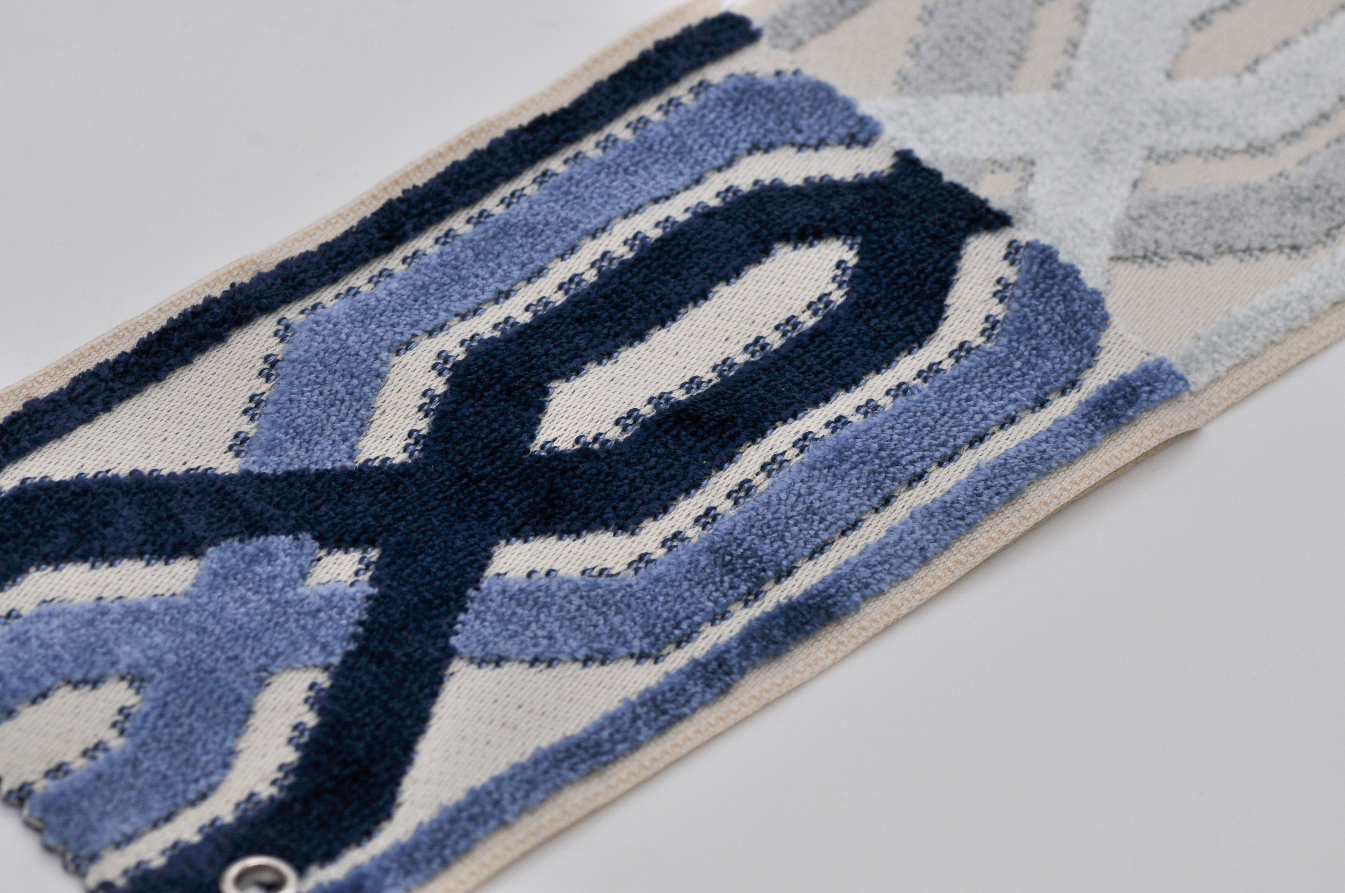 Decorative Chenille Trim Tape - 3 1/2" Width (25 Yard Roll) - BR-7524 03/05 Light Blue/Navy Blue