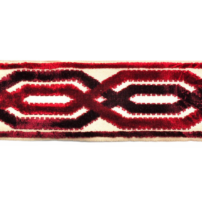 Decorative Chenille Trim Tape - 3 1/2" Width (25 Yard Roll) - BR-7524-22 Red/Wine Red