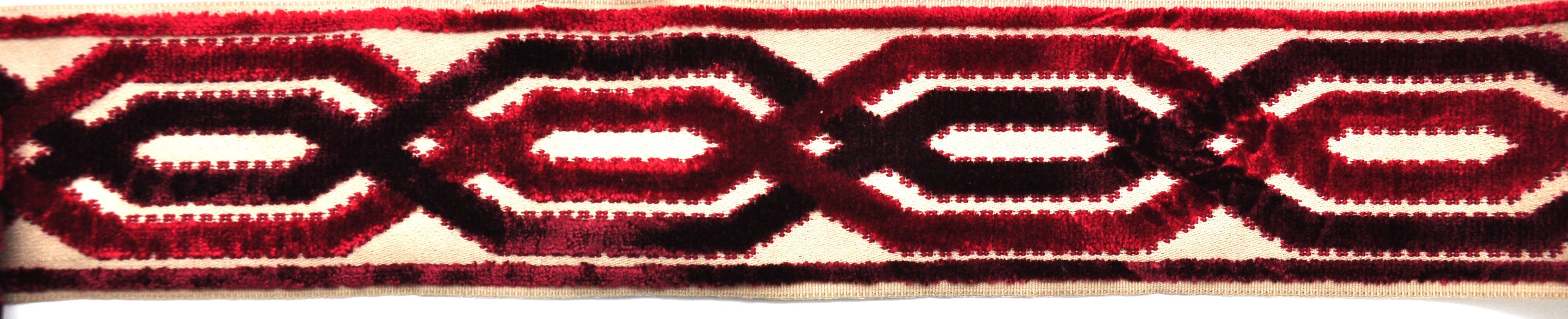 Decorative Chenille Trim Tape - 3 1/2" Width (25 Yard Roll) - BR-7524-22 Red/Wine Red