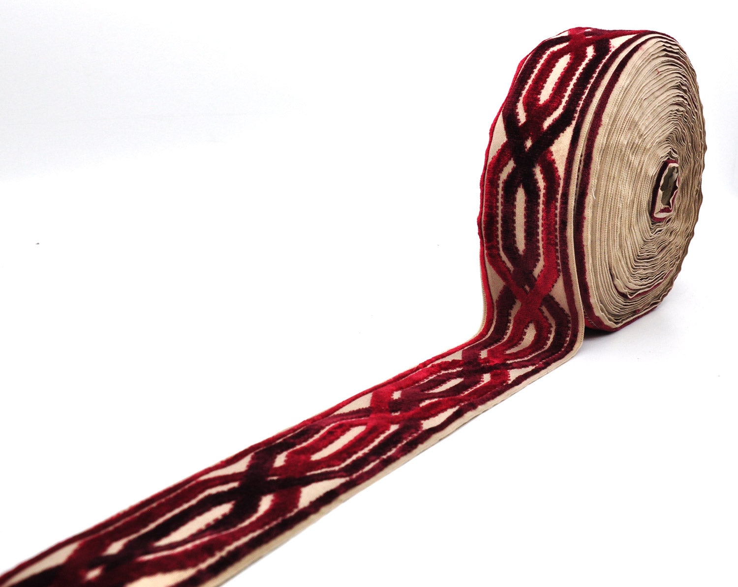 Decorative Chenille Trim Tape - 3 1/2" Width (25 Yard Roll) - BR-7524-22 Red/Wine Red