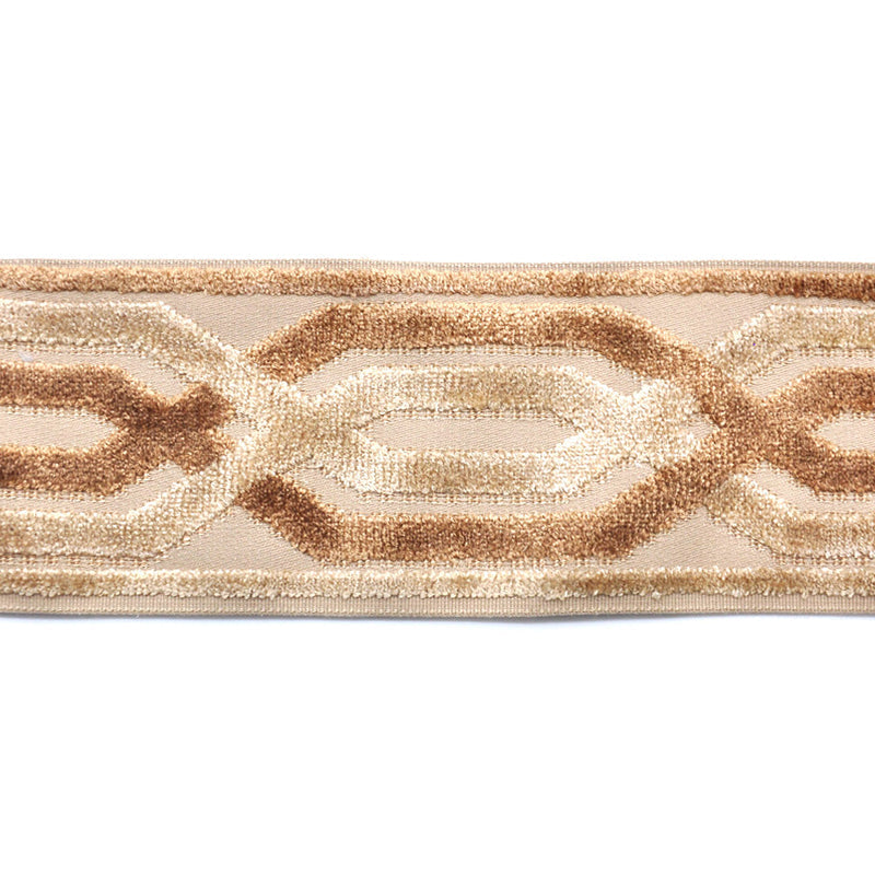 Decorative Chenille Trim Tape - 3 1/2" Width (25 Yard Roll) - BR-7524-28/16 Beige/Taupe