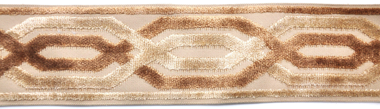 Decorative Chenille Trim Tape - 3 1/2" Width (25 Yard Roll) - BR-7524-28/16 Beige/Taupe