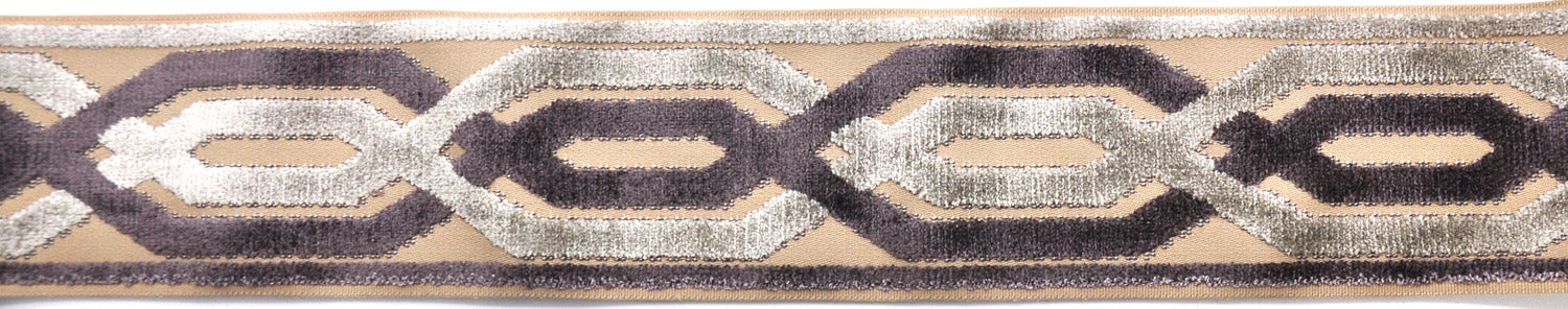 Decorative Chenille Trim Tape - 3 1/2" Width (25 Yard Roll) - BR-7524-49/11 Brown/Ivory