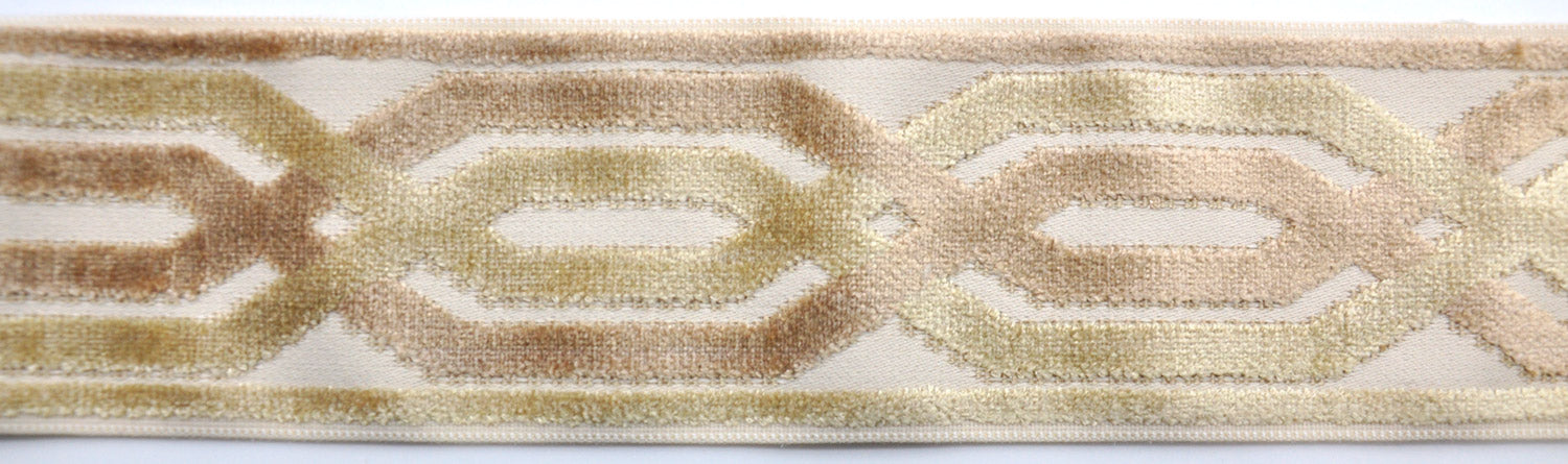 Decorative Chenille Trim Tape - 3 1/2" Width (25 Yard Roll) - BR-7524-82/11 Beige/Sand