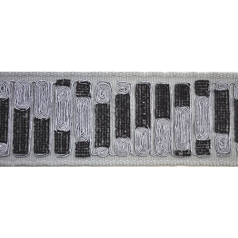 Decorative Woven Chenille Tape - 3 1/2" Width (23-30 Yard Roll) - BR-7352-49/11 Dark Grey/Silver