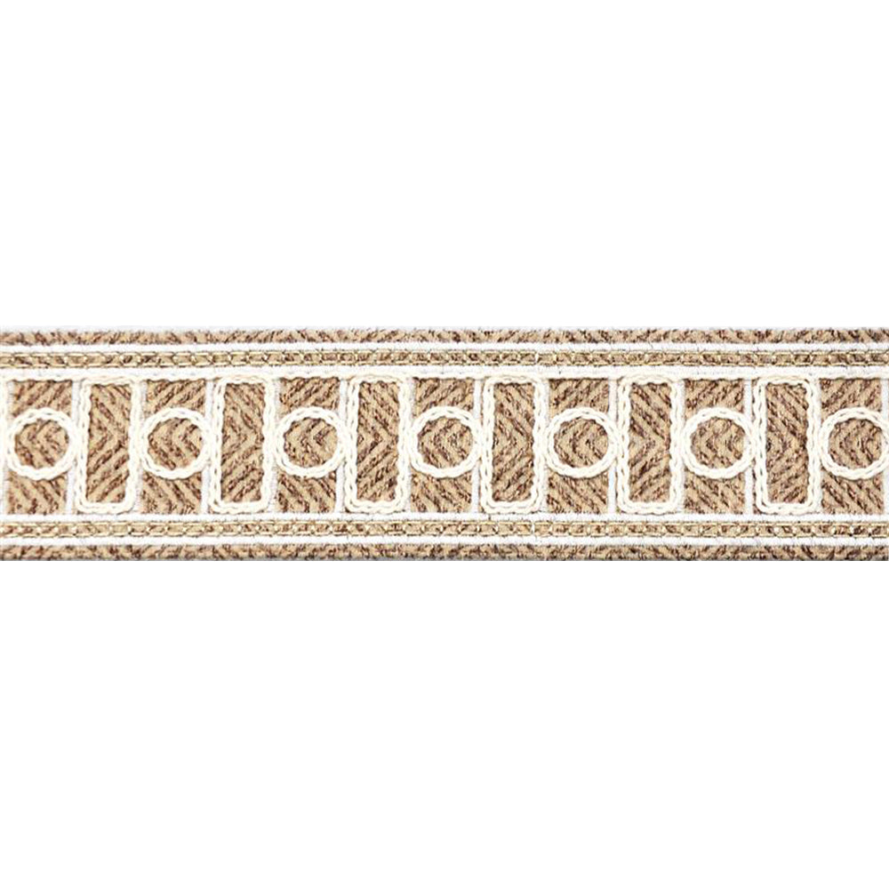 Decorative Woven Trim Tape - 2" Width (25 Yard Roll) - BR-7532-16 Tan