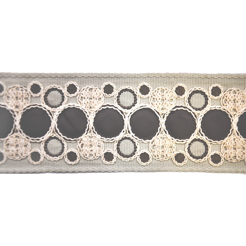 Decorative Woven Trim Tape - 3 1/2" Width (23-30 Yard Roll) - BR-7351-28 Beige/Grey