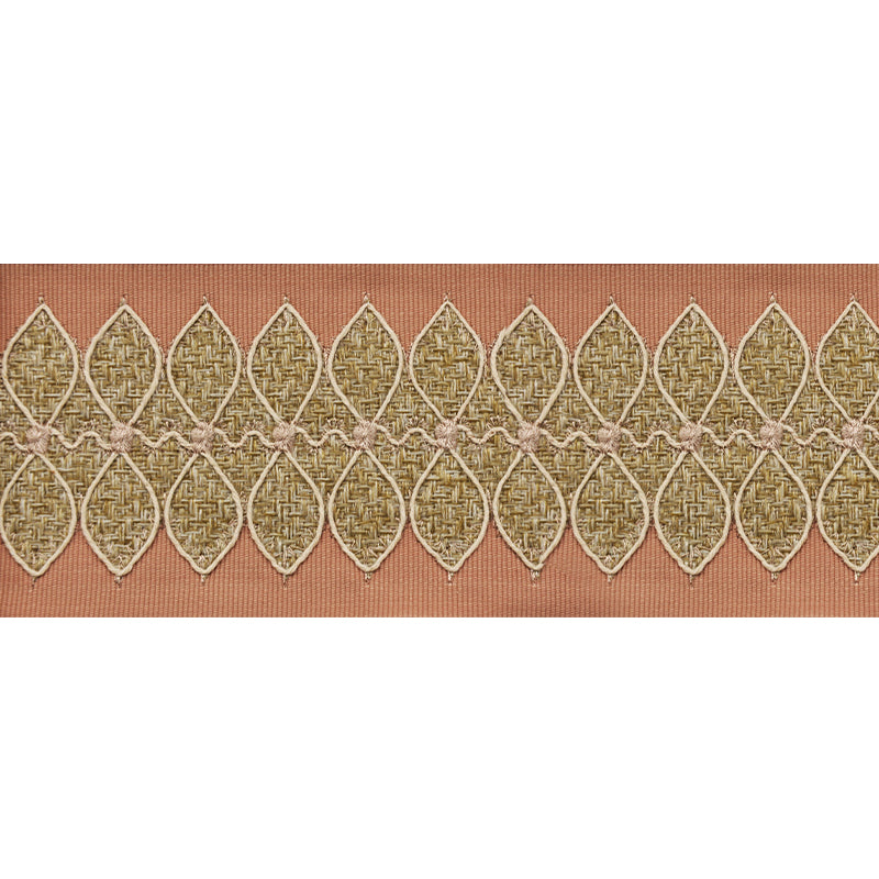 Decorative Woven Trim Tape - 3 1/2" Width (25 Yard Roll) - BR-7549-08 Peach